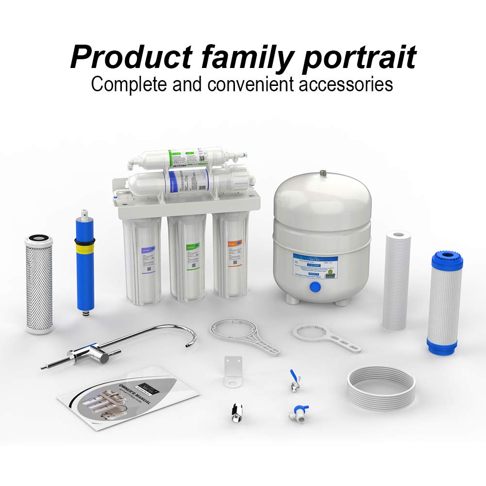 5 Stage Under Sink Reverse Osmosis Drinking Water Filter System Faucet Purifier