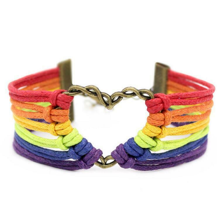Coeur Gay Pride Arc Tissé Bracelet Amour Forme Fashion Jewelry Fashion 1 pc