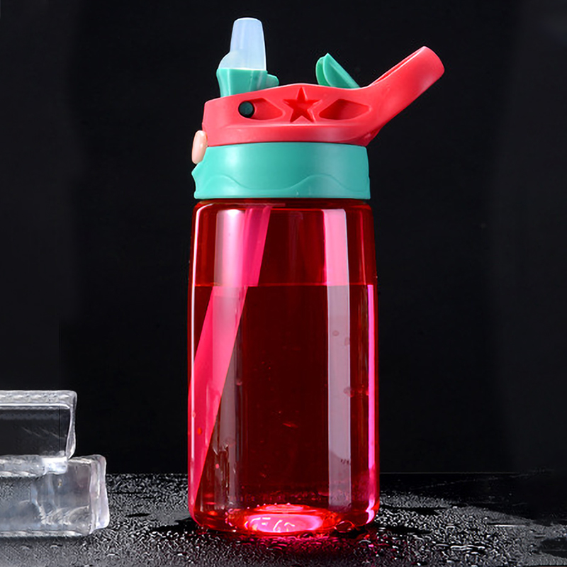 Children Plastic Drinking Cup 480ML Leak Proof Sports Water Bottle w/Straws Kids 