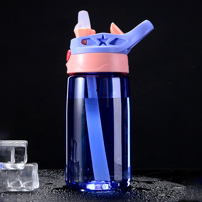 Children Plastic Drinking Cup 480ML Leak Proof Sports Water Bottle w/Straws Kids 