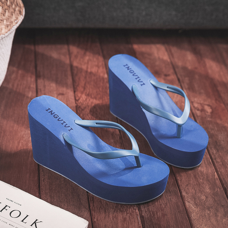 Women's Mid Heels Flip Flops Summer Sandals Platform Wedges Slippers Shoes Thong 