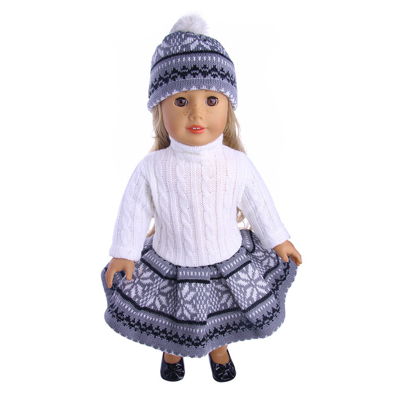 18 inch Doll Clothes fits American Girl 3 PCS Red Snowflake Deer Sweater Outfit