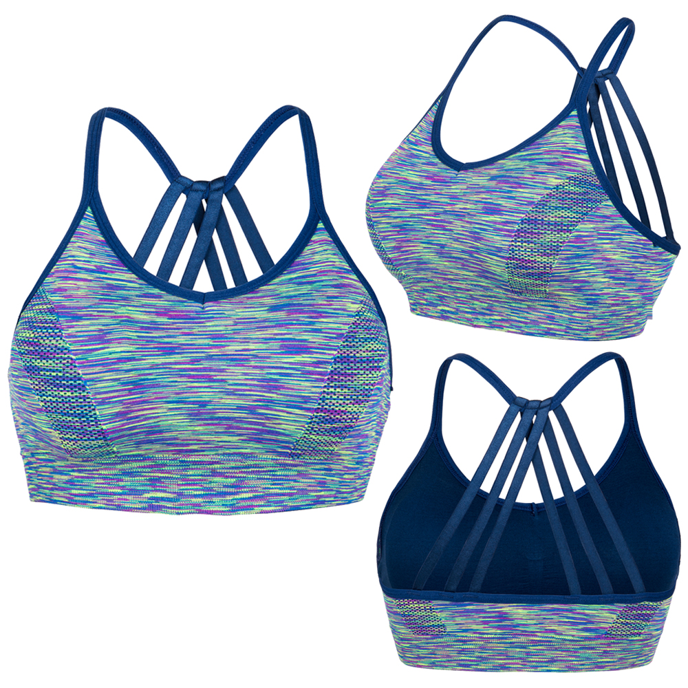 LB Women Sport Bra Cross Back Strappy Pad Yoga Fitness Run Workout Bra Crop Tops