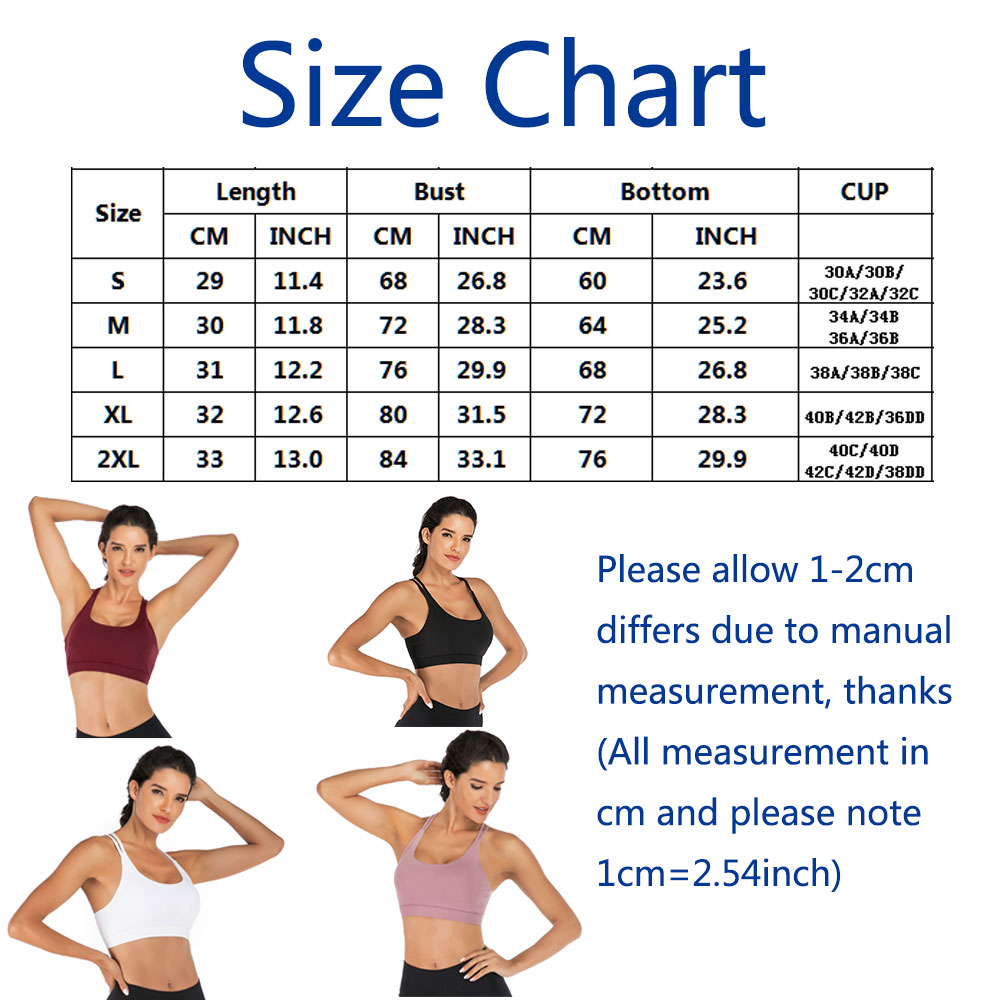 LB Women Sport Bra Cross Back Strappy Pad Yoga Fitness Run Workout Bra Crop Tops
