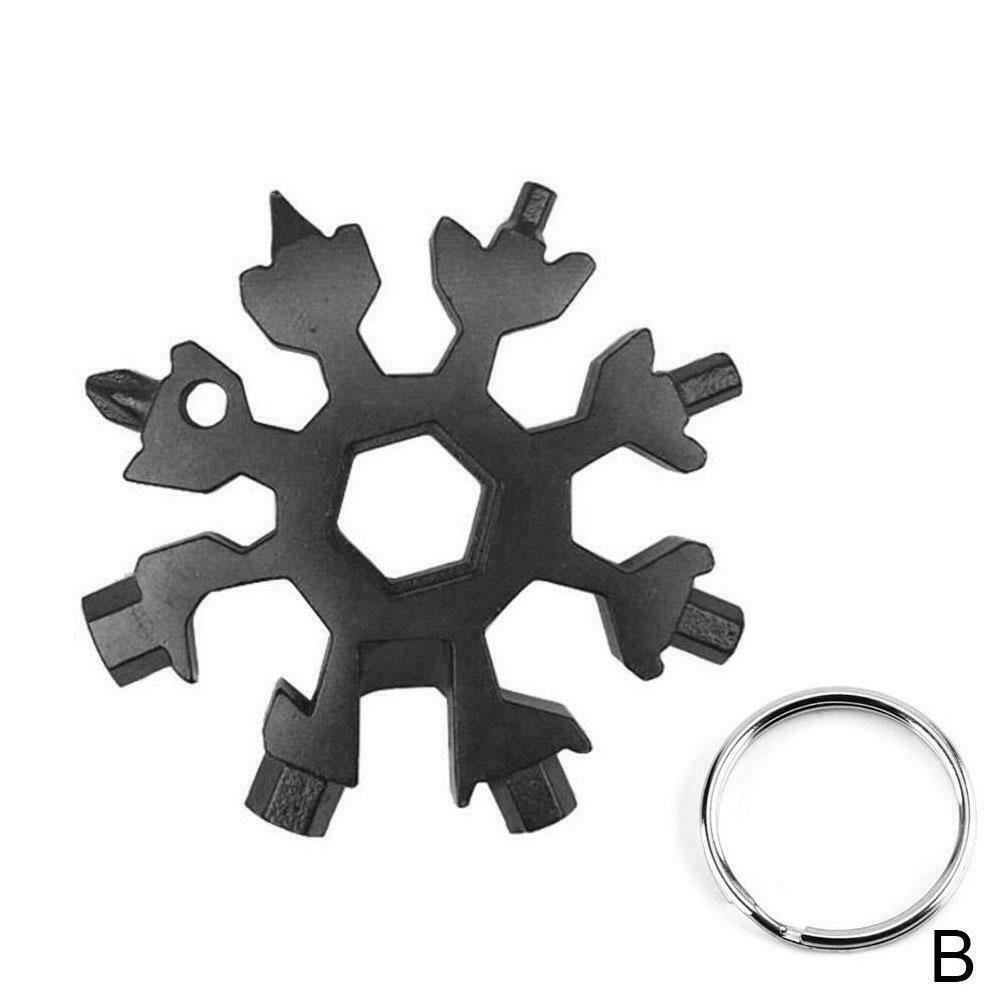 18 In 1 Stainless Tool MultiTool Portable Snowflake Shape Key-Chain Screwdriver