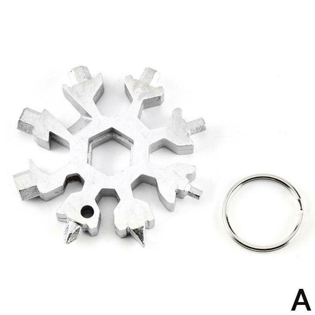 18 In 1 Stainless Tool MultiTool Portable Snowflake Shape Key-Chain Screwdriver