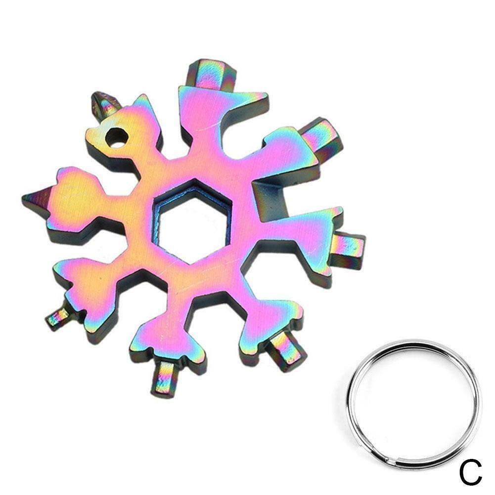 18 In 1 Stainless Tool MultiTool Portable Snowflake Shape Key-Chain Screwdriver