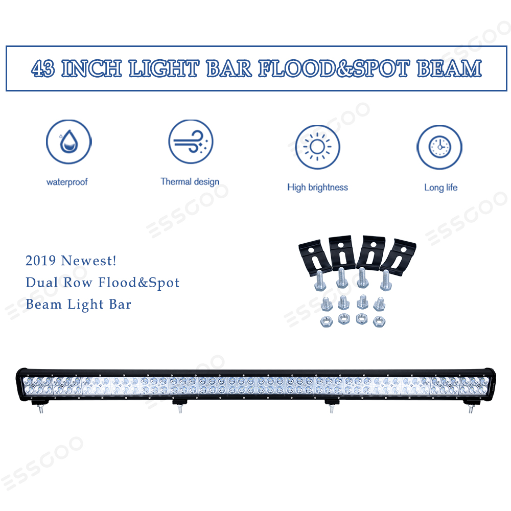 Multi-Lengths LED Work Light Bar Combo Beam/&Universal Front License Mount Bracke