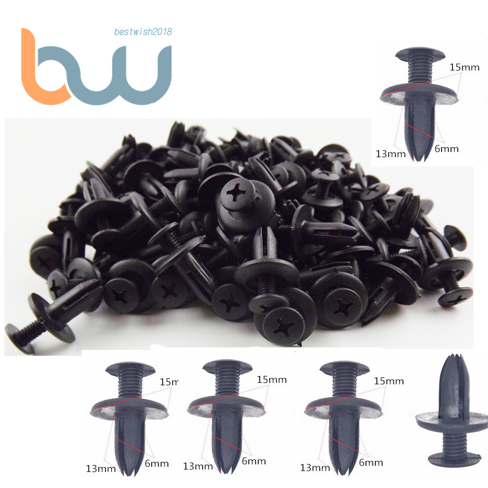 100 Pcs Black Plastic Rivets Retainer Clip for Car Auto Bumper Fender