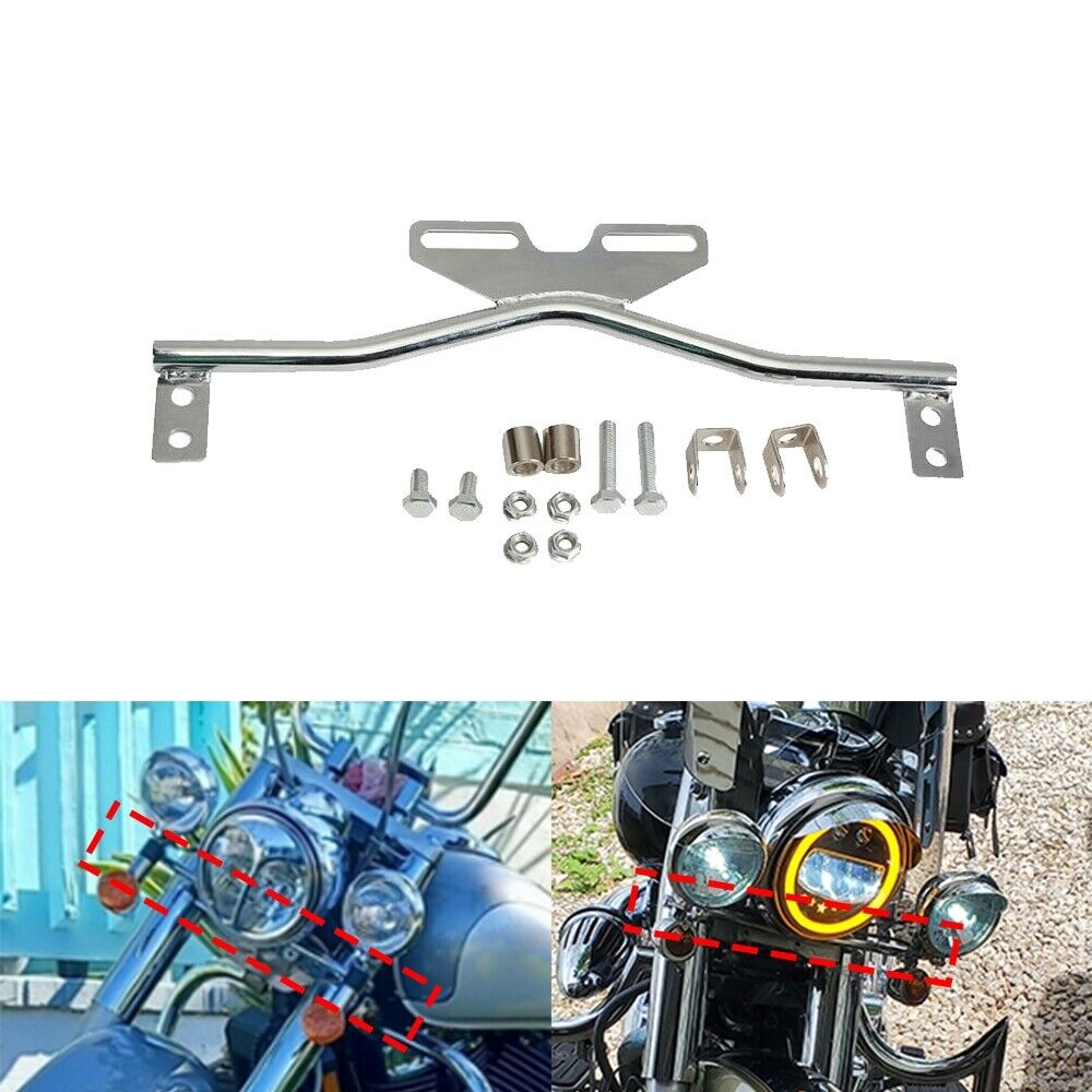 thumbnail image 2 of Chrome Motorcycle Passing Light Bracket For Harley Softail Heritage & Fatboy 2002-2017 2 of 6