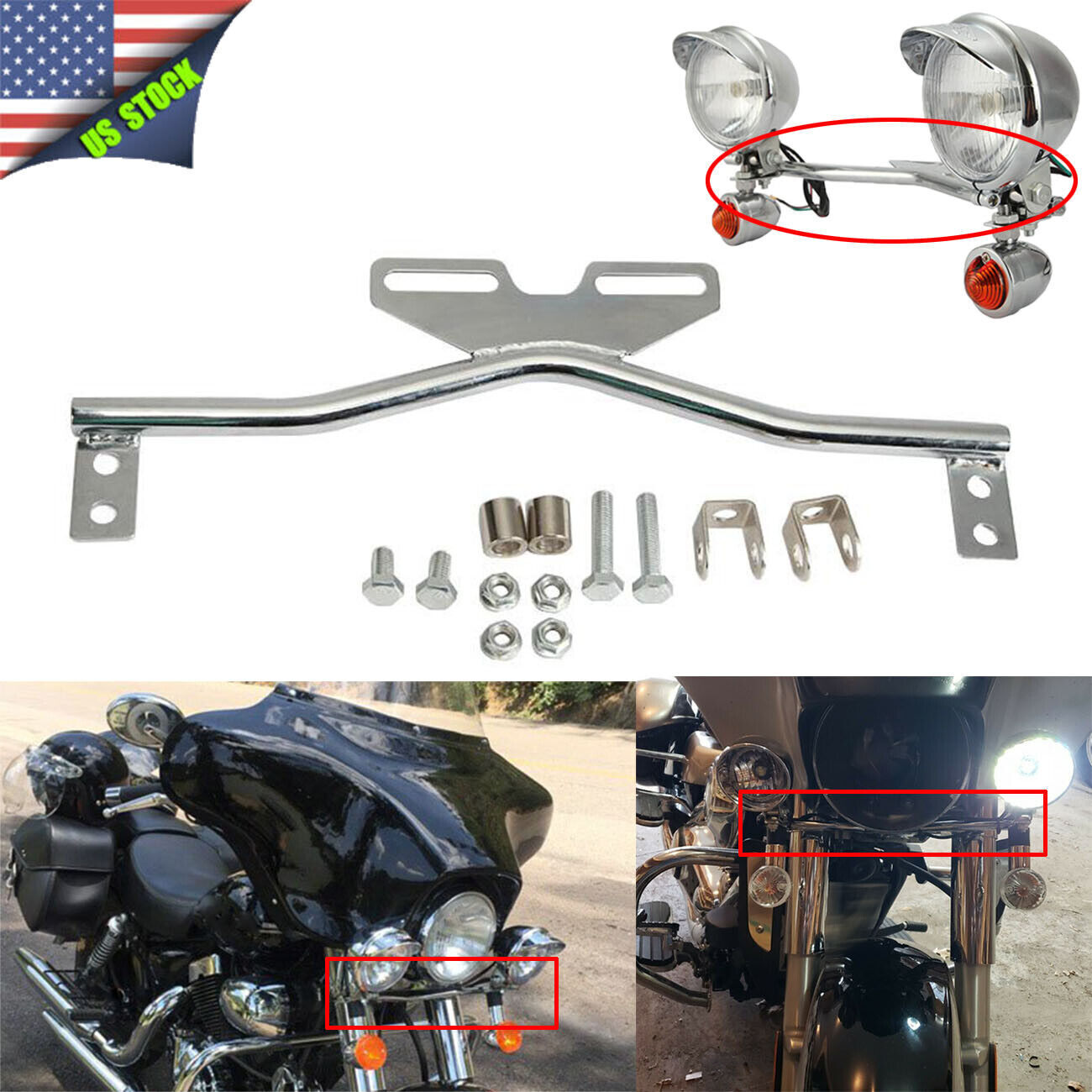 Motorcycle Chrome Passing Lamp Light Bar Mount For Harley Motorcycle Chrome Passing Lamp Light Bar Mount For Harley