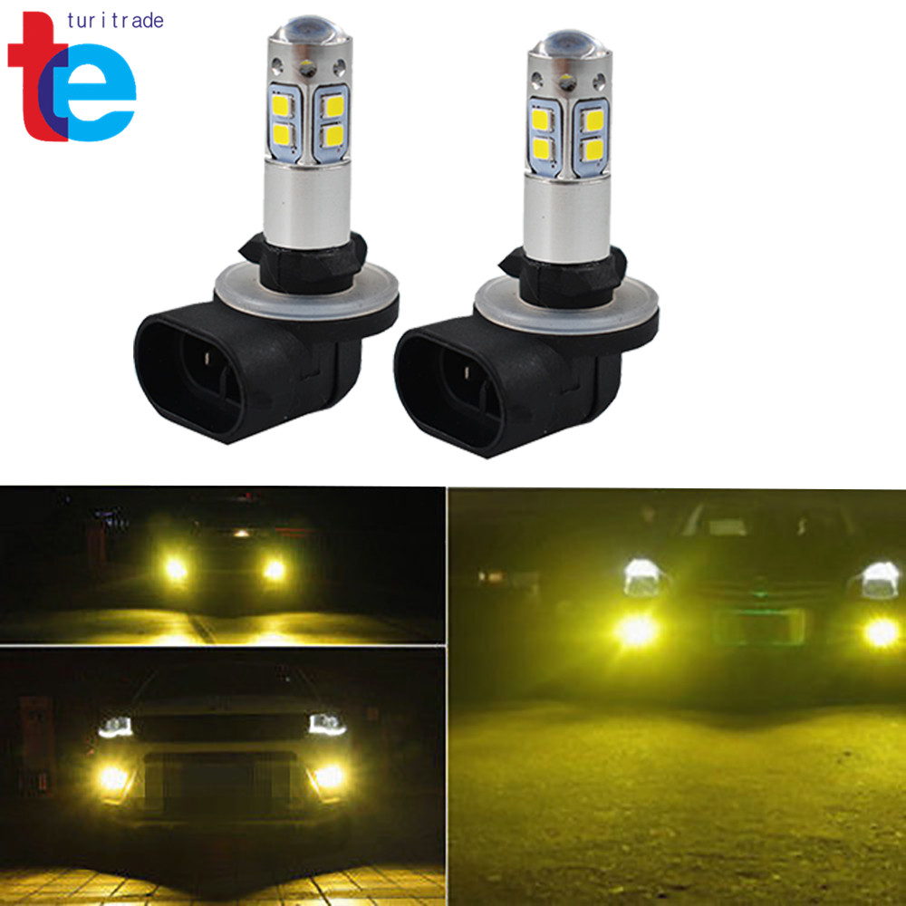 2x NEW H3 100W High Power LED 3000K Yellow Fog Light Driving Bulb DRL US