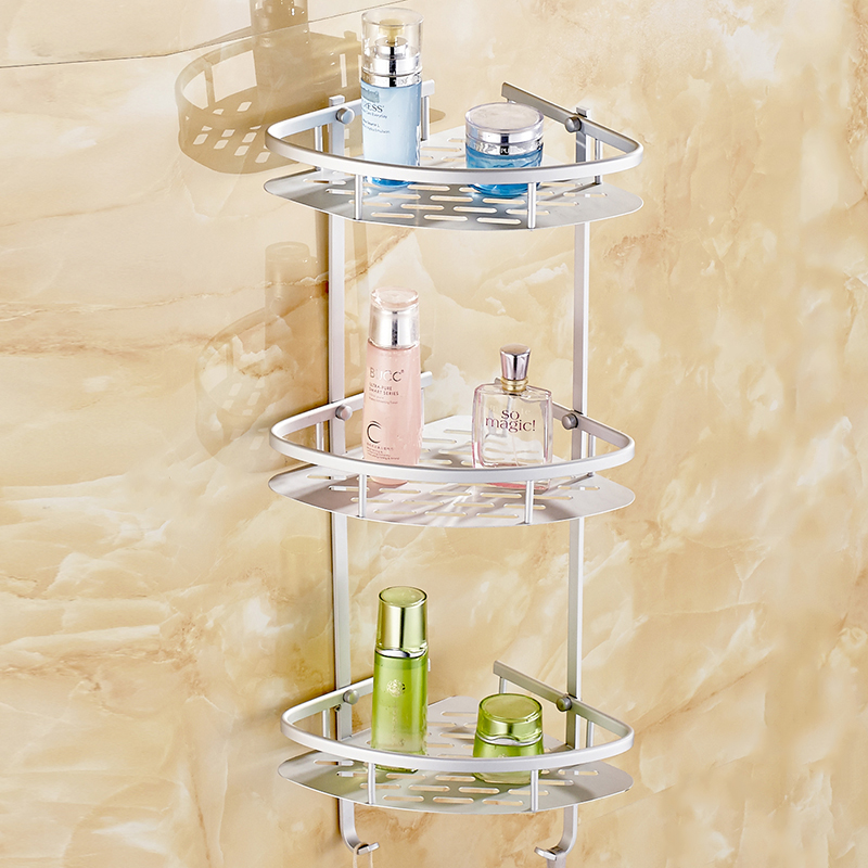 3 Tier Shelf Shower Corner Pole Caddy Organizer Rack ...