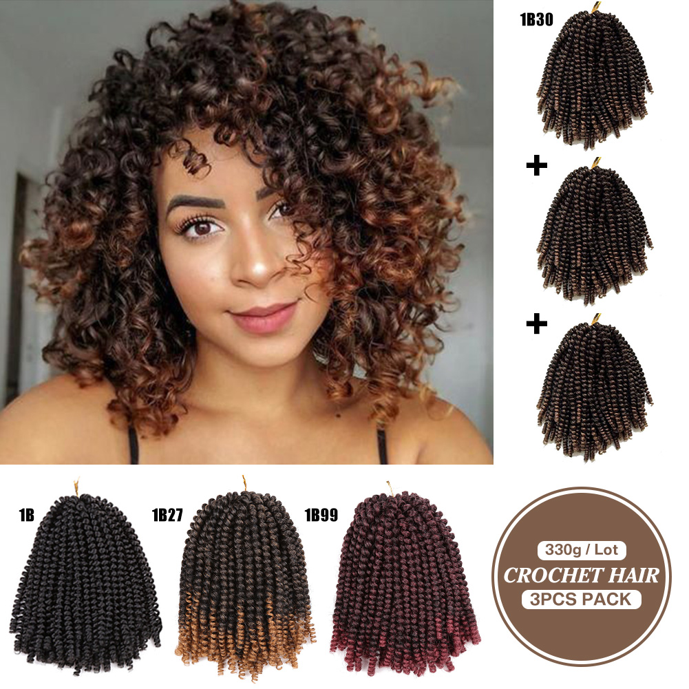 3 X Spring Twist Crochet Braids Ombre Color Braiding Hair