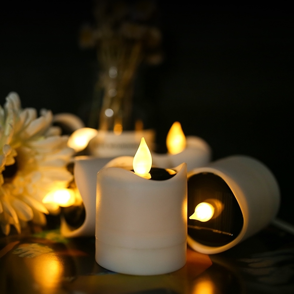 6 pcs Solar Powered LED Candles Flameless Electronic LED Tea Lights Lamp UK