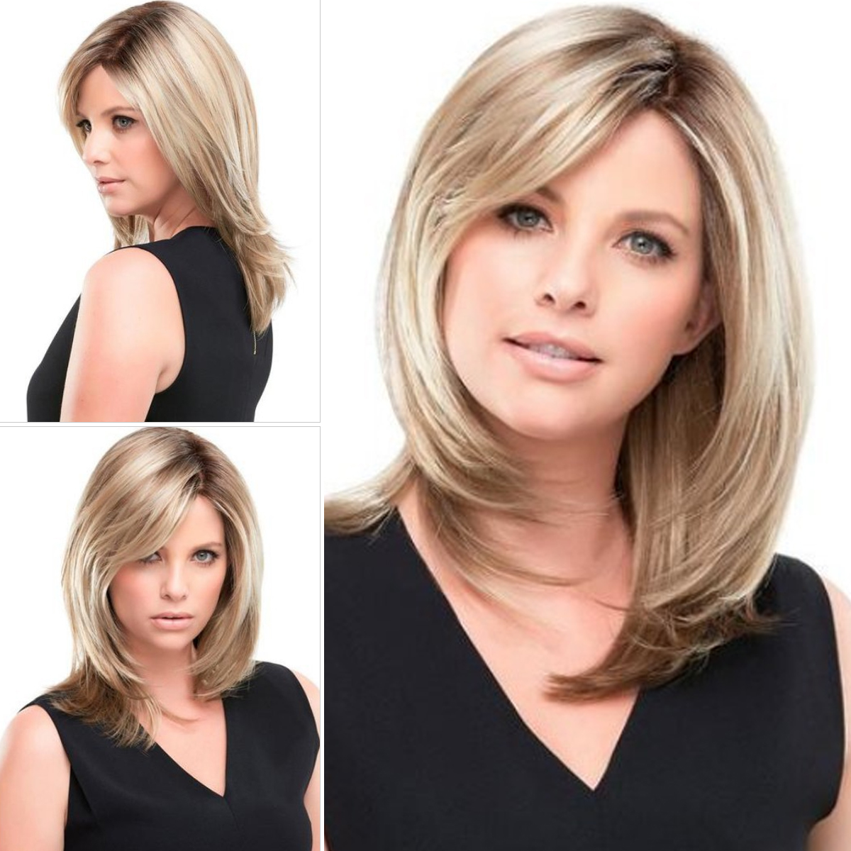 Bob Style Synthetic Full Wig Real Natural Hair Short Straight Wigs