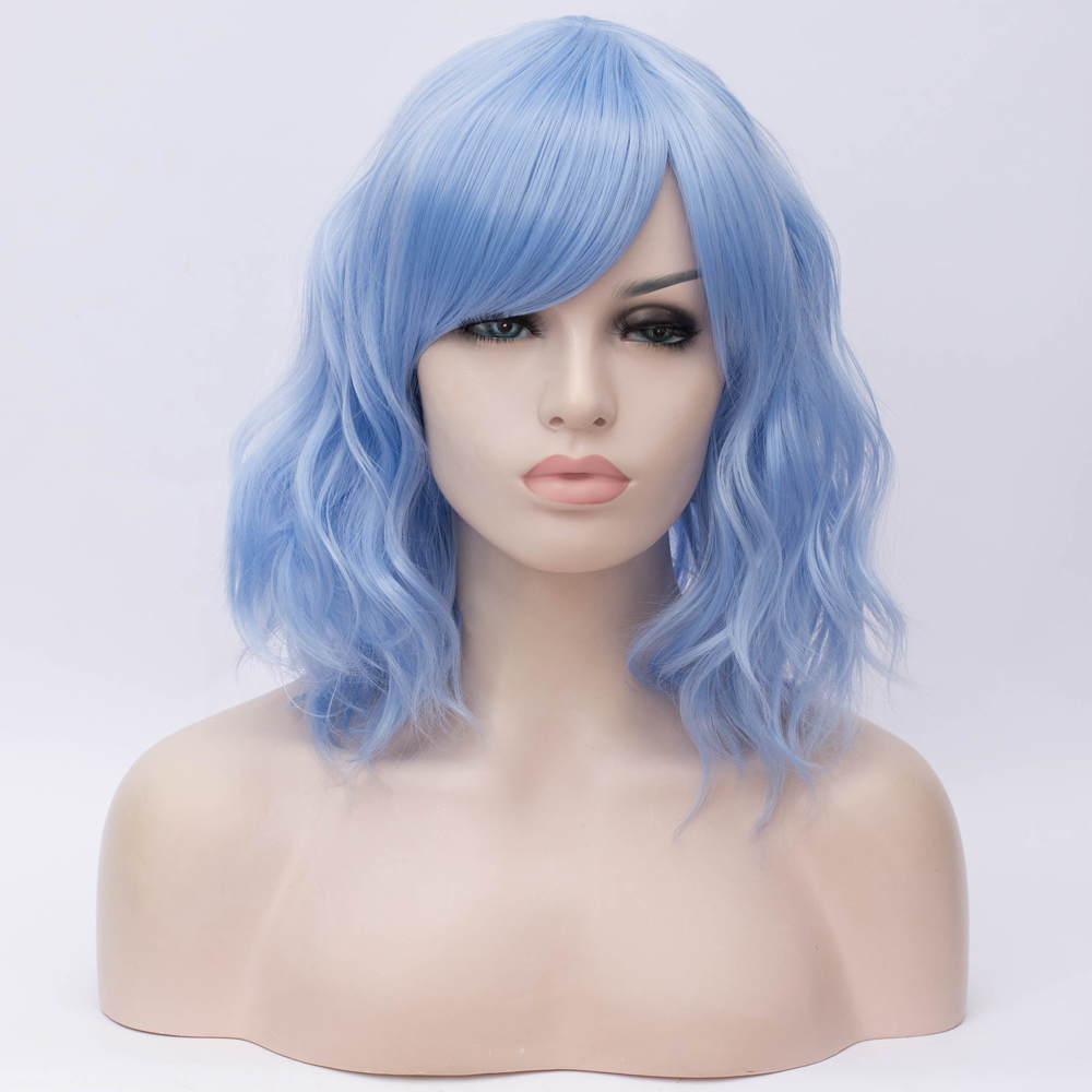 Multi Colors Lady Wig Short Wavy Wig Real Synthetic Ombre ...
