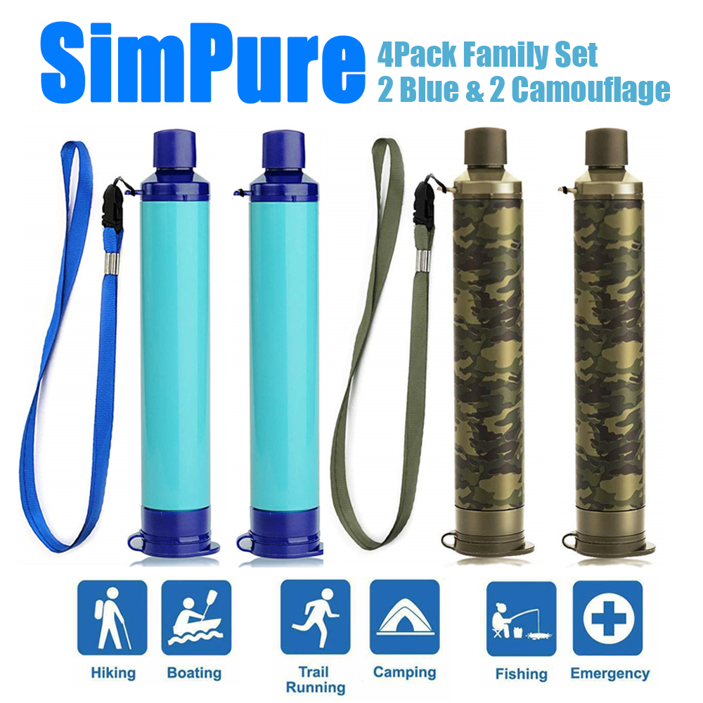 Portable Water Filter Straw Personal Emergency Filter Purifier Suitable for Camping Traveling Hiking and Emergency（4pcs）