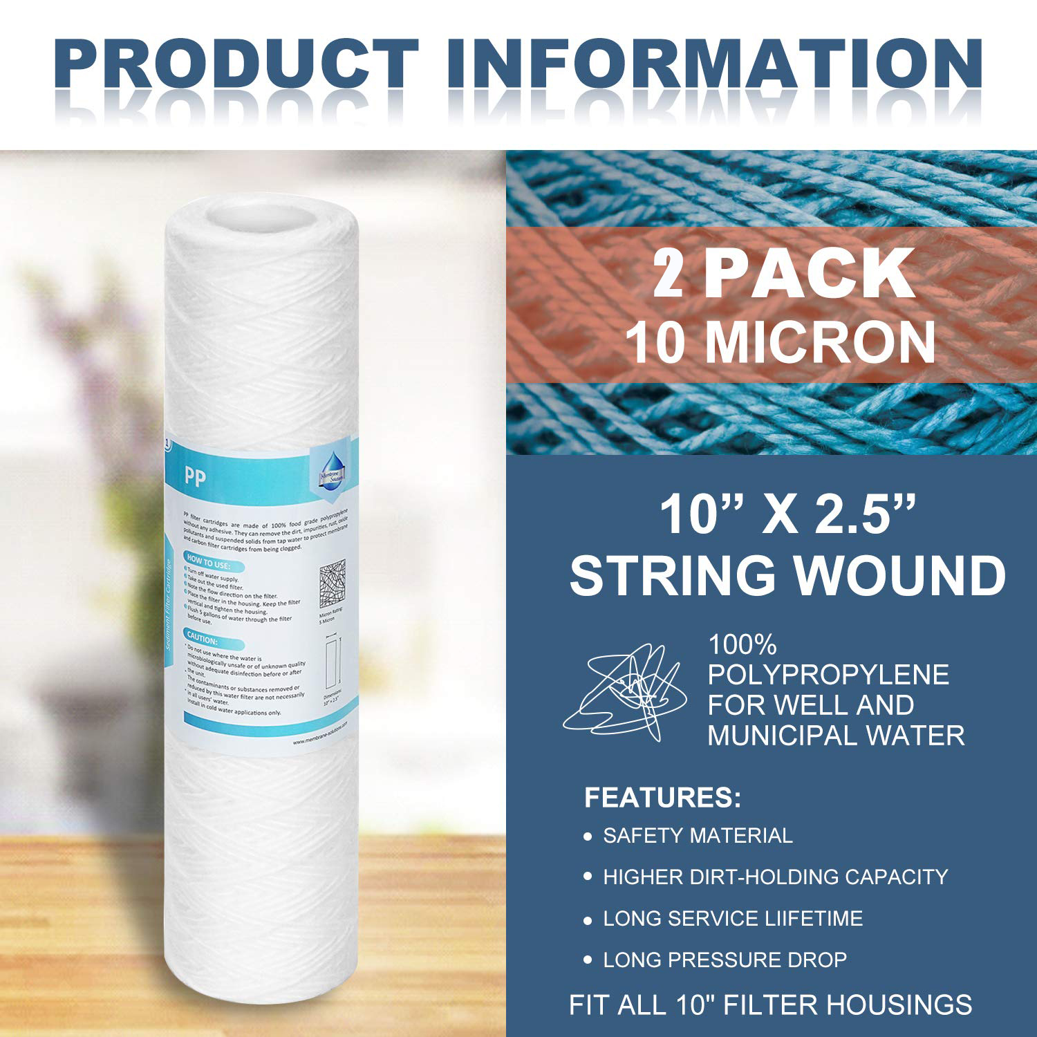 string wound sediment water filter