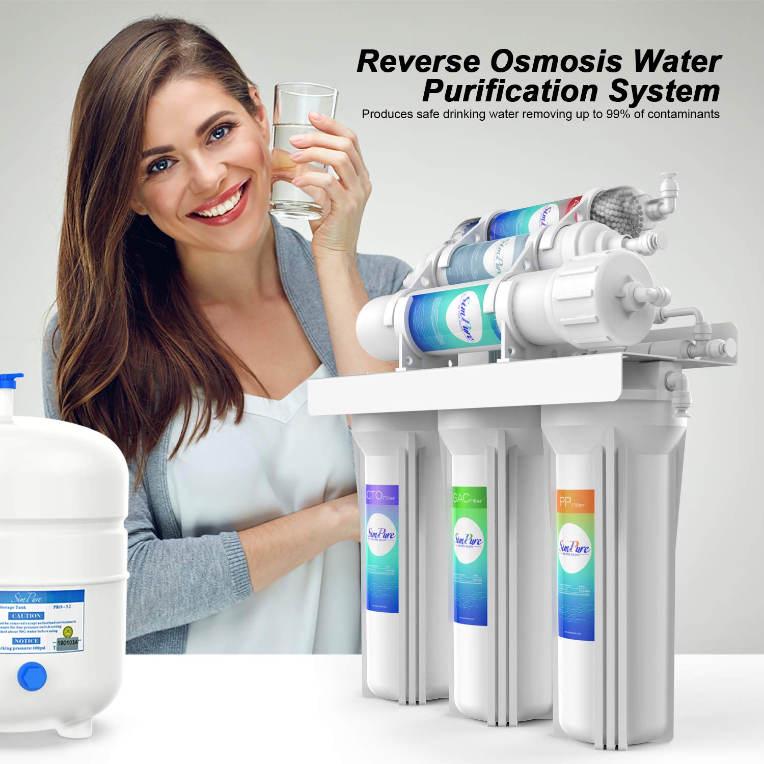 6 Stage PH Alkaline Reverse Osmosis Drinking Water Filter System Faucet