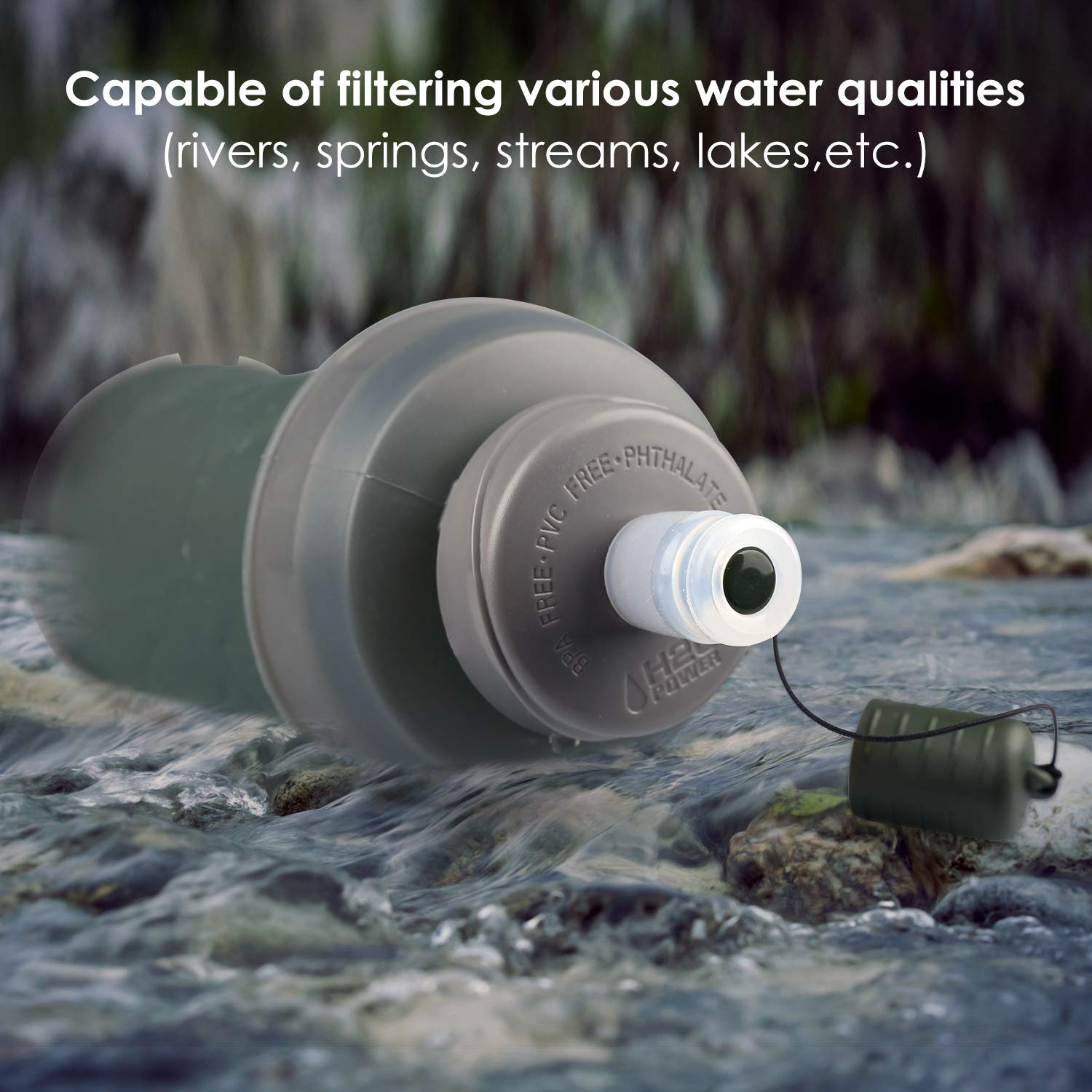 SimPure Portable Water Filter Straw Purifier Emergency Survival Tool