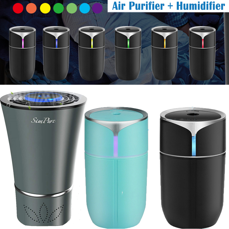 Home Car Air Purifier LED Air Humidifier USB Cool Mist with 