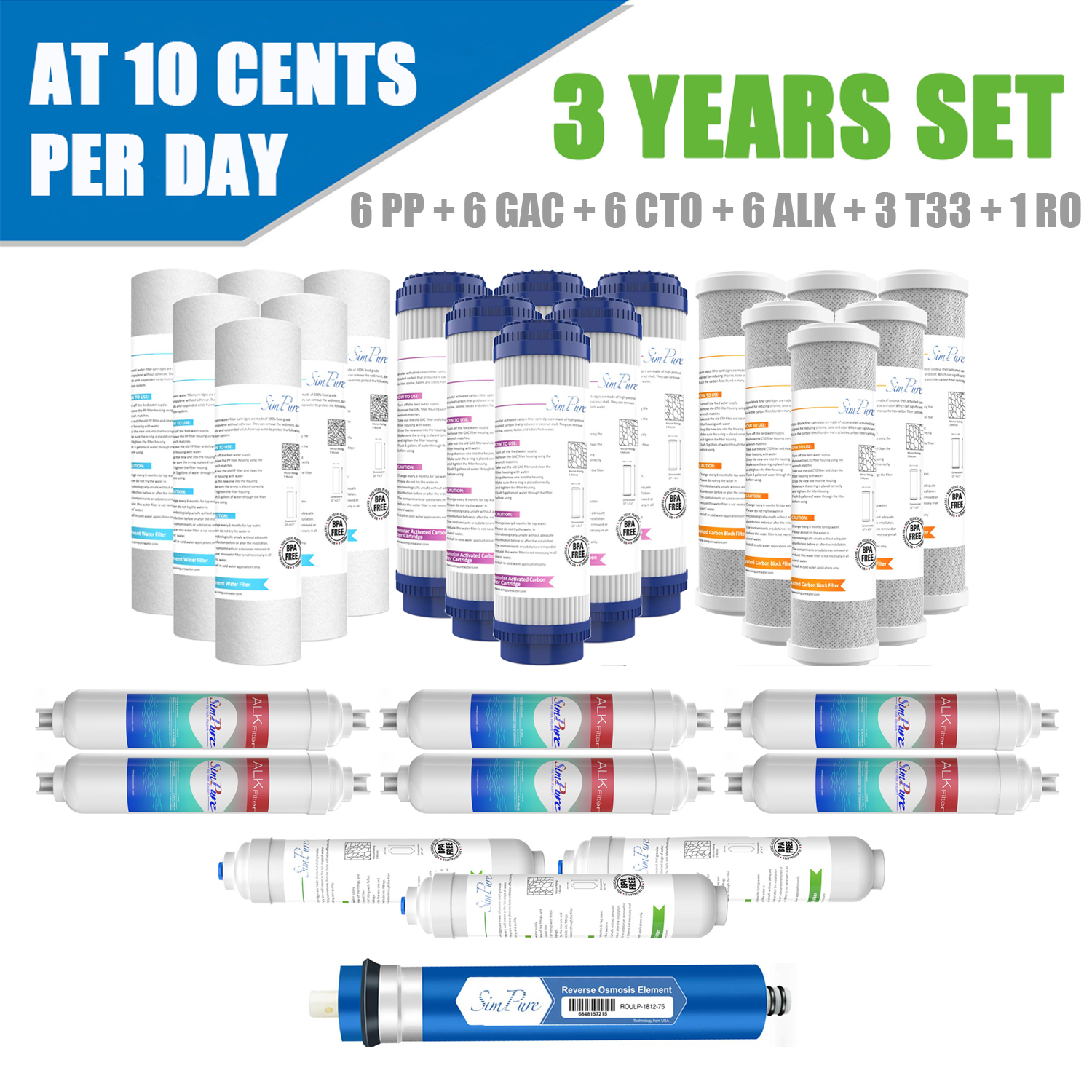 Reverse Osmosis Carbon Water Filter Cartridge Replacement For 5 6 7 Stage System