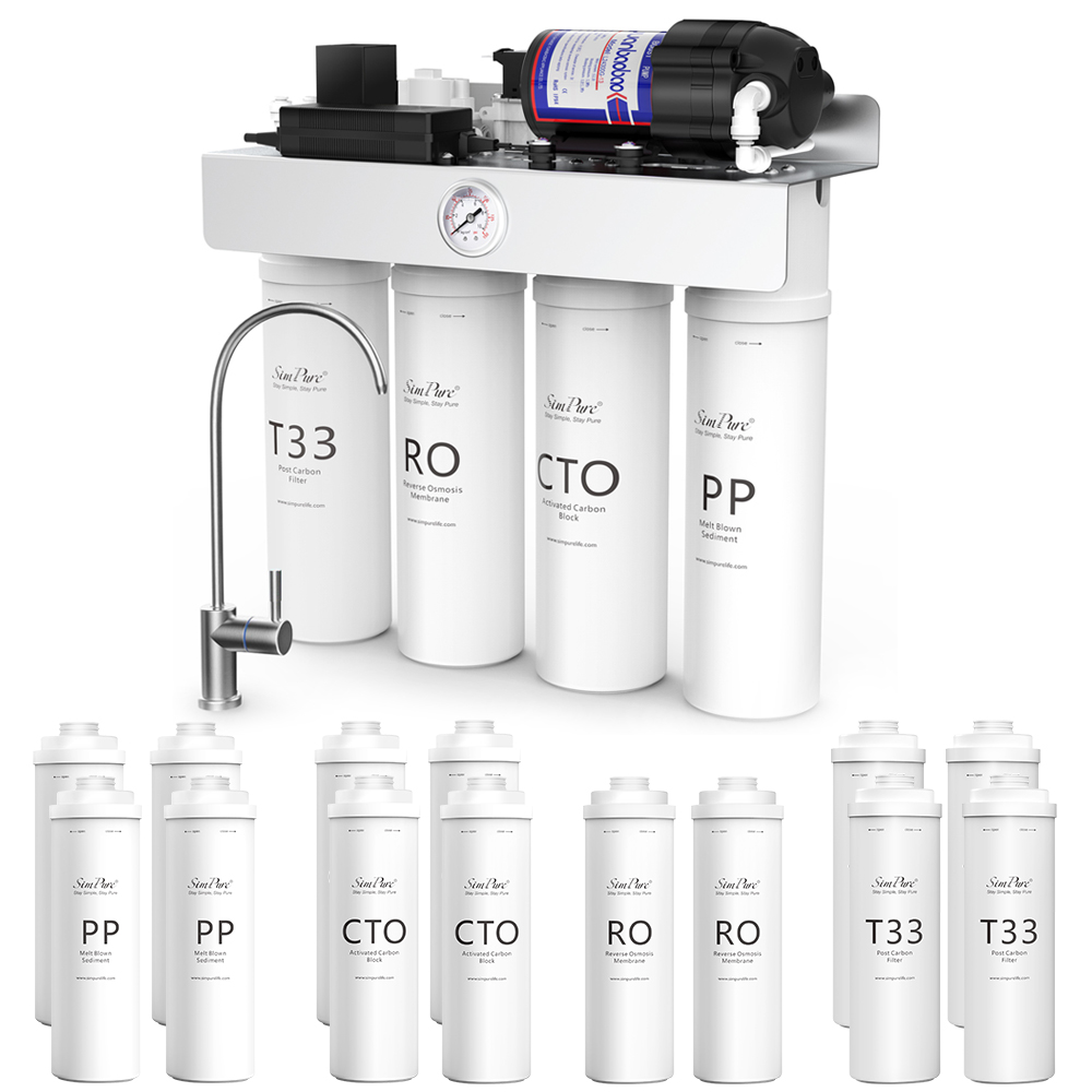 SimPure 8-Stage UV Reverse Osmosis Water Filter System – 400 GPD Tankless, 0 TDS