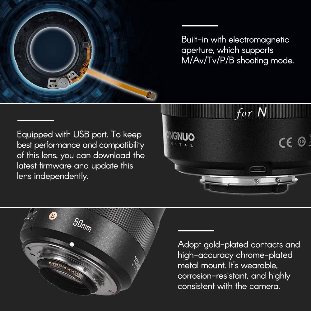 YONGNUO YN50mm F1.4N E 50mm Standard Prime Lens for Nikon D5600 D3400