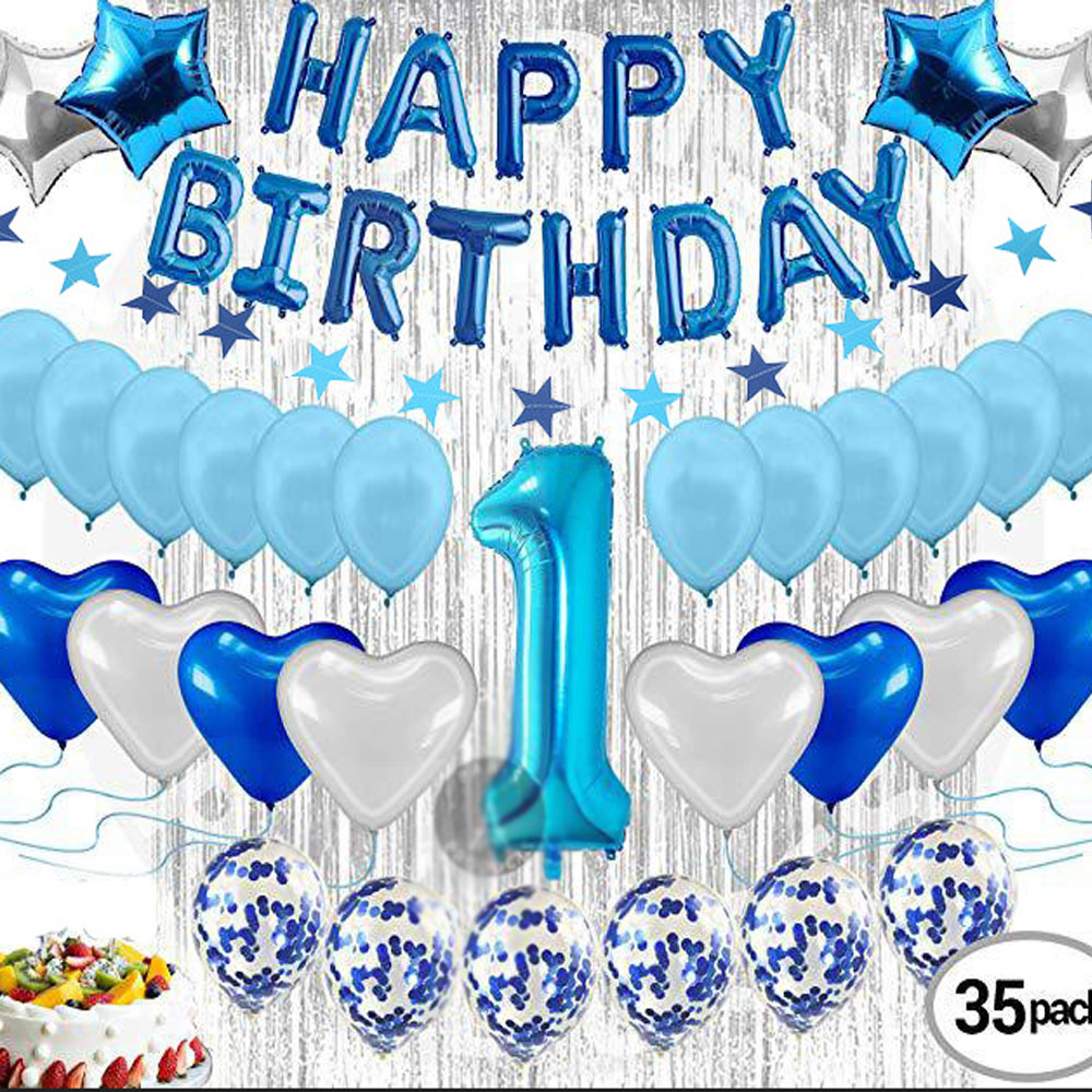 Pack Of 15 1st Boy Happy Birthday Confetti Balloons First Birthday
