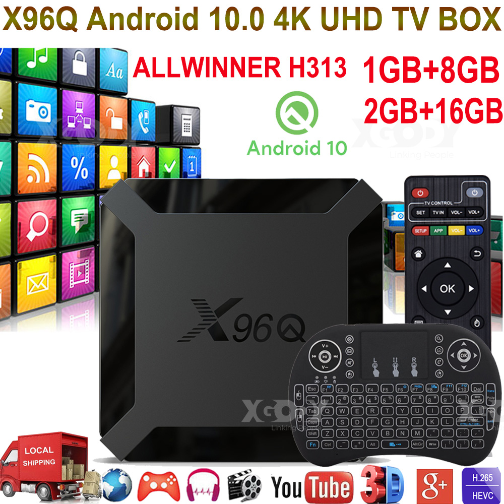 X96Q Android 10.0 OS Keyboard 4K TV BOX Quad Core WIFI Home Player USB 3D Movies 