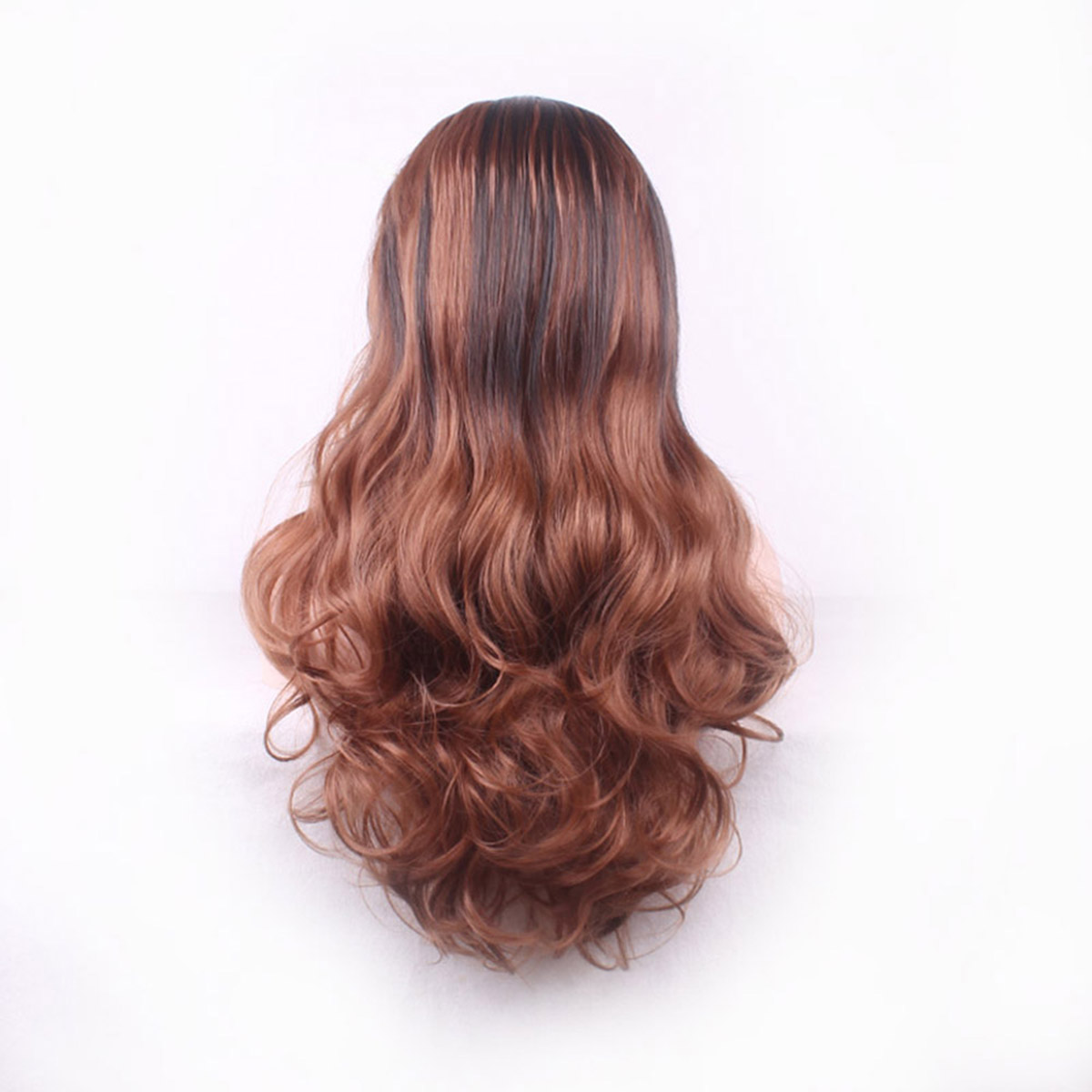 Stylish Daliy Use Wig Long Curly Wavy Brown Hair Synthetic Ombre Wigs