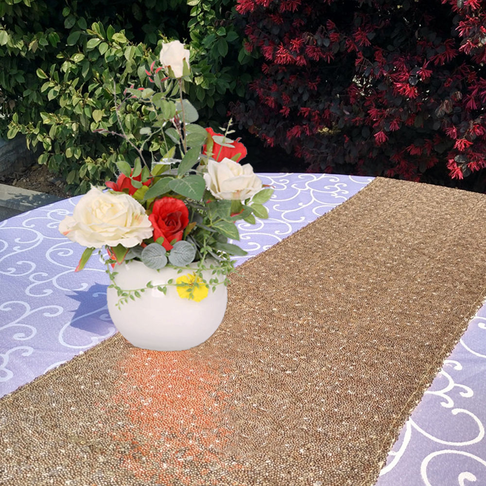 5/10 Bulk Folded Edge Glitter Sequin Table Runner Sparkly Wedding Party