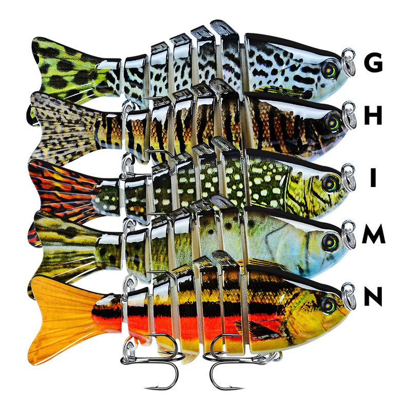 QTY:5 PCS-G H I M N-Fishing Lures:10PCS Fishing Lures Crankbaits Bass Minnow Crank Multi Jointed Baits Swimbait