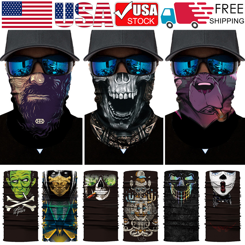 US FAST 4 Pieces Face Mask Cover Neck Gaiter Scarf Balaclava Breathable Bandana