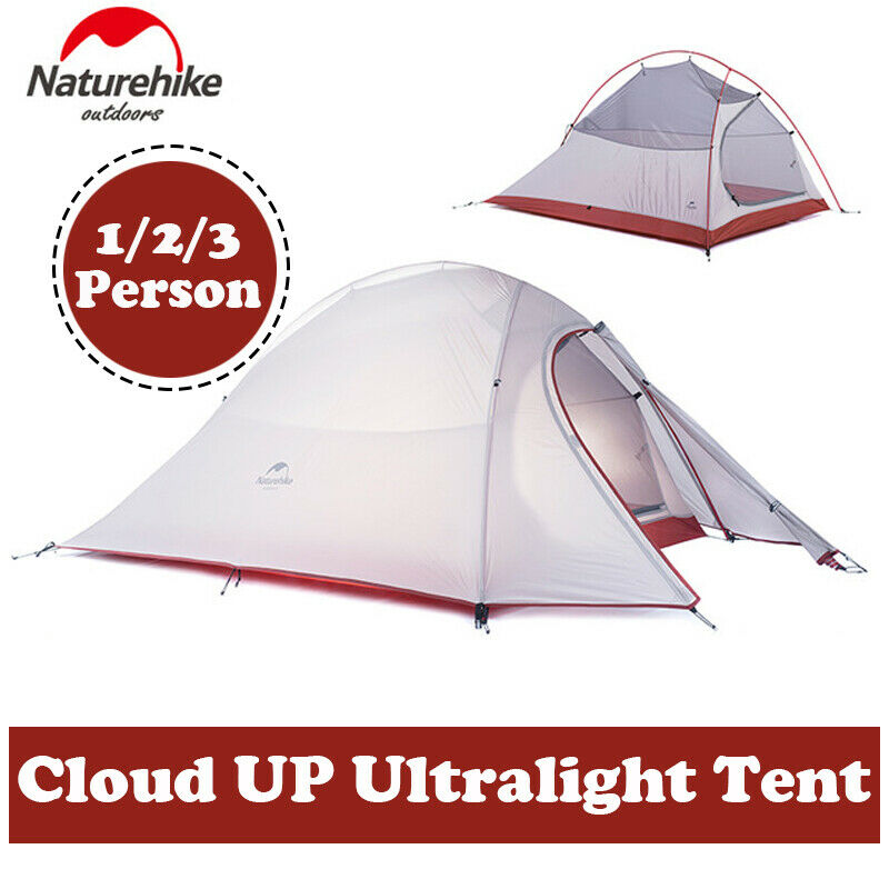 Color:Gray+Red:Naturehike Ultralight Backpacking Camping Hiking Tent 4 Season 2/3 Person