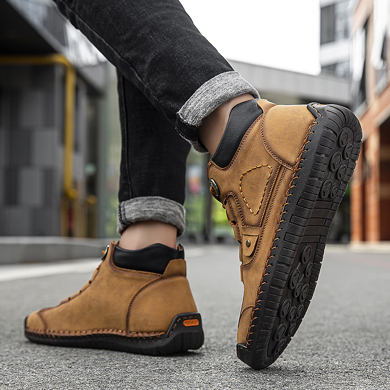 Mens Boat Shoes Moccasins Laceup Faux Leather Moc Toe