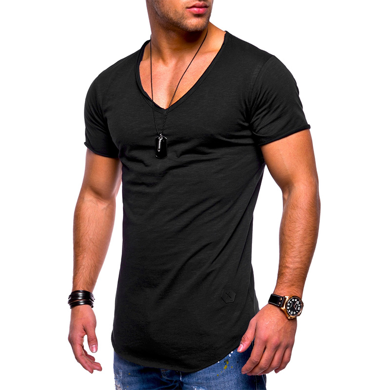 CBTLVSN Mens Slim Fit Metallic Short Sleeve Solid Color V-Neck T-Shirt 
