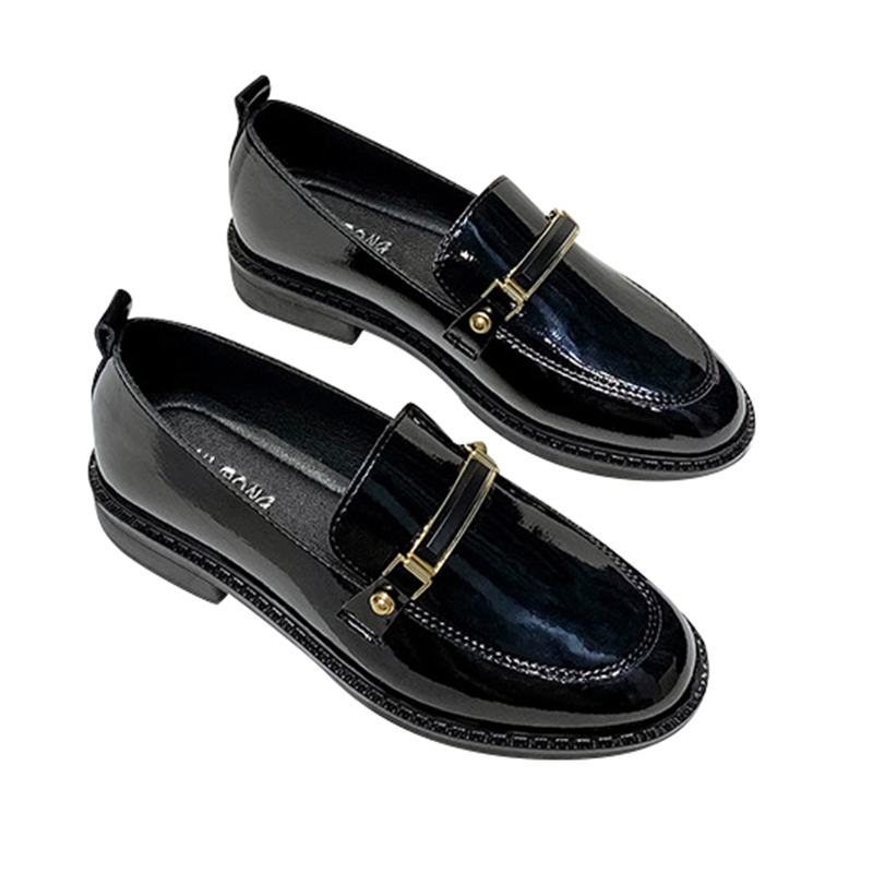 Women Black Loafers Casual Flat Shoes Business Round Toe