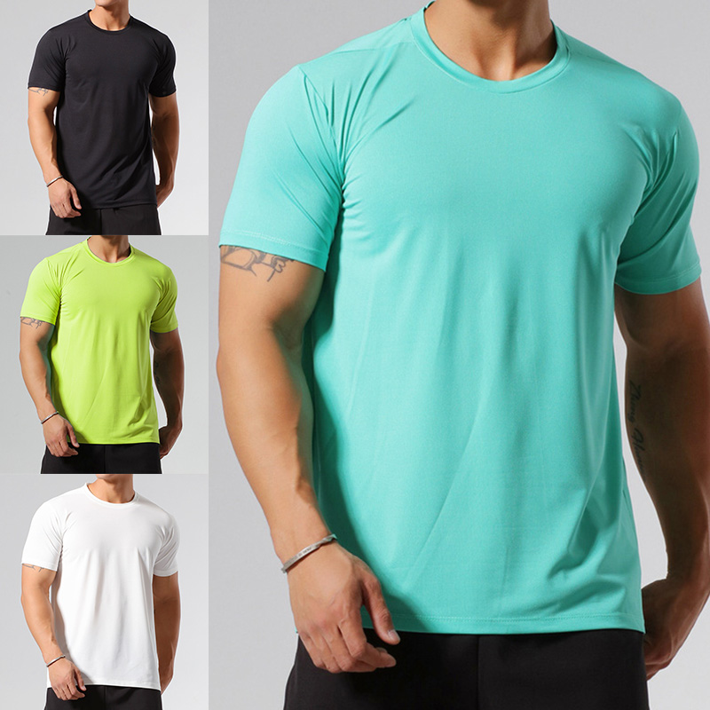 Men's Quick-Drying Ice Silk T-shirt Breathable Crew Neck Short Sleeve ...
