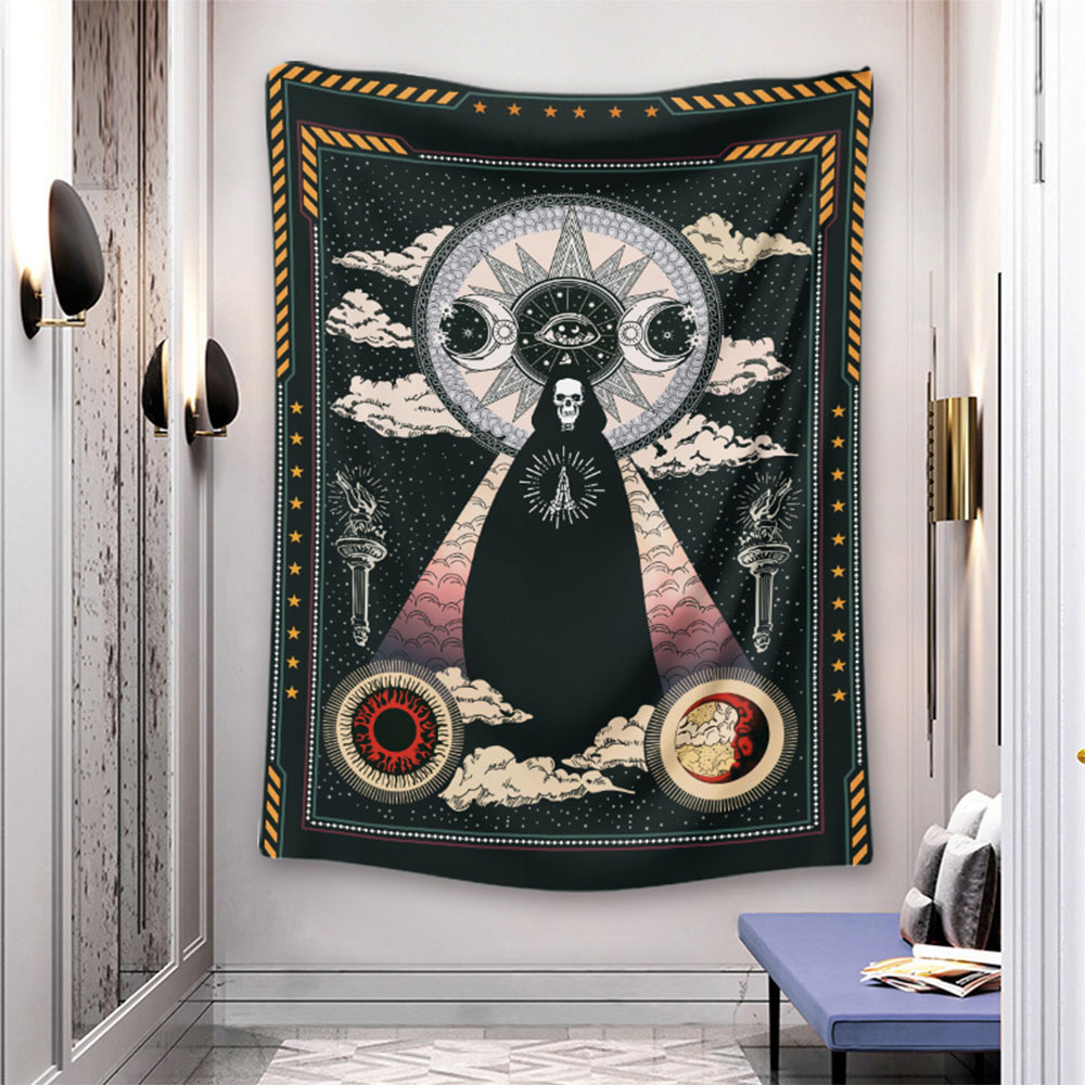 Gothic Sun Skull Tapestry Wall Hanging Mandala Tapestry Bedspread Decor Art S2G6