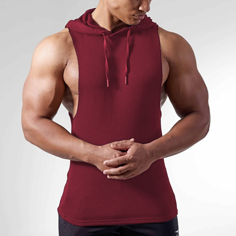 Mens red sleeveless on sale hoodie