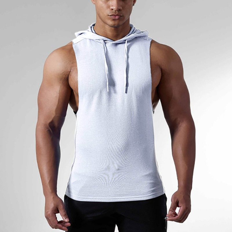 Men Hooded Hoodie Vest Tank Tops Sweatshirt Gym Muscle Sleeveless T-shirt Shirt 