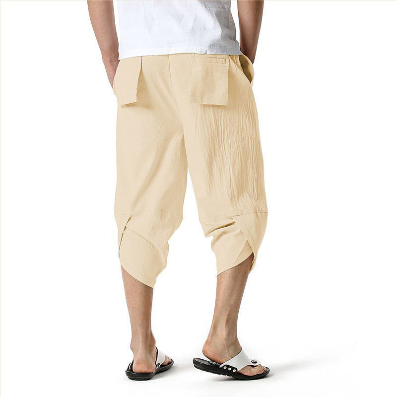 Mens Breathable Casual Pants Drawstring 