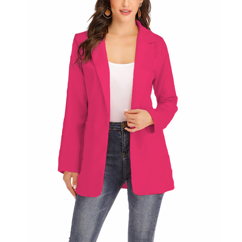 Meaneor Womens Casual Blazer Open Front Long Sleeve Cotton Cardigan Slim Short Jacket