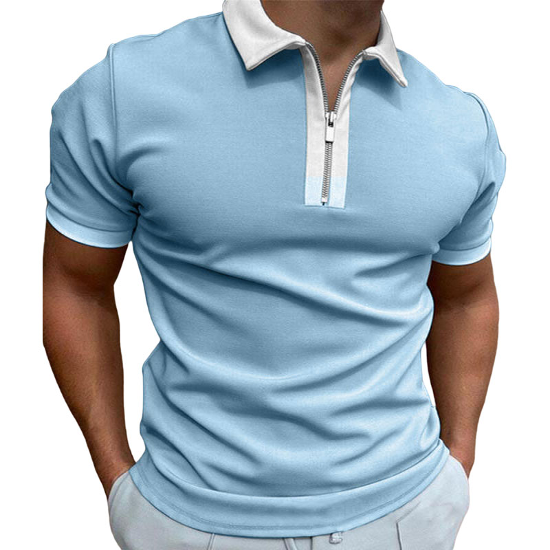 AIMEE7 Polo Homme Été Casual T-Shirt À Manches Courtes Revers Bouton Zip Poches Couleur Pure Top Blouse Pas Cher Vetement Hommes 