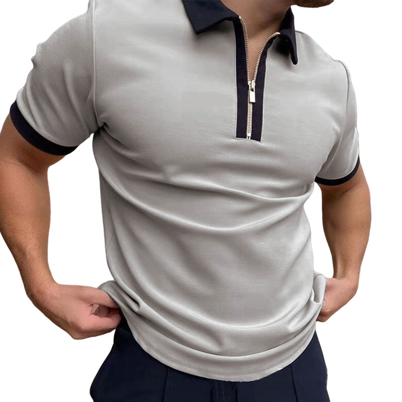 Fxbar Men’s Casual Business Short-Sleeve Blouses Slim Polo Shirts Sportswear 
