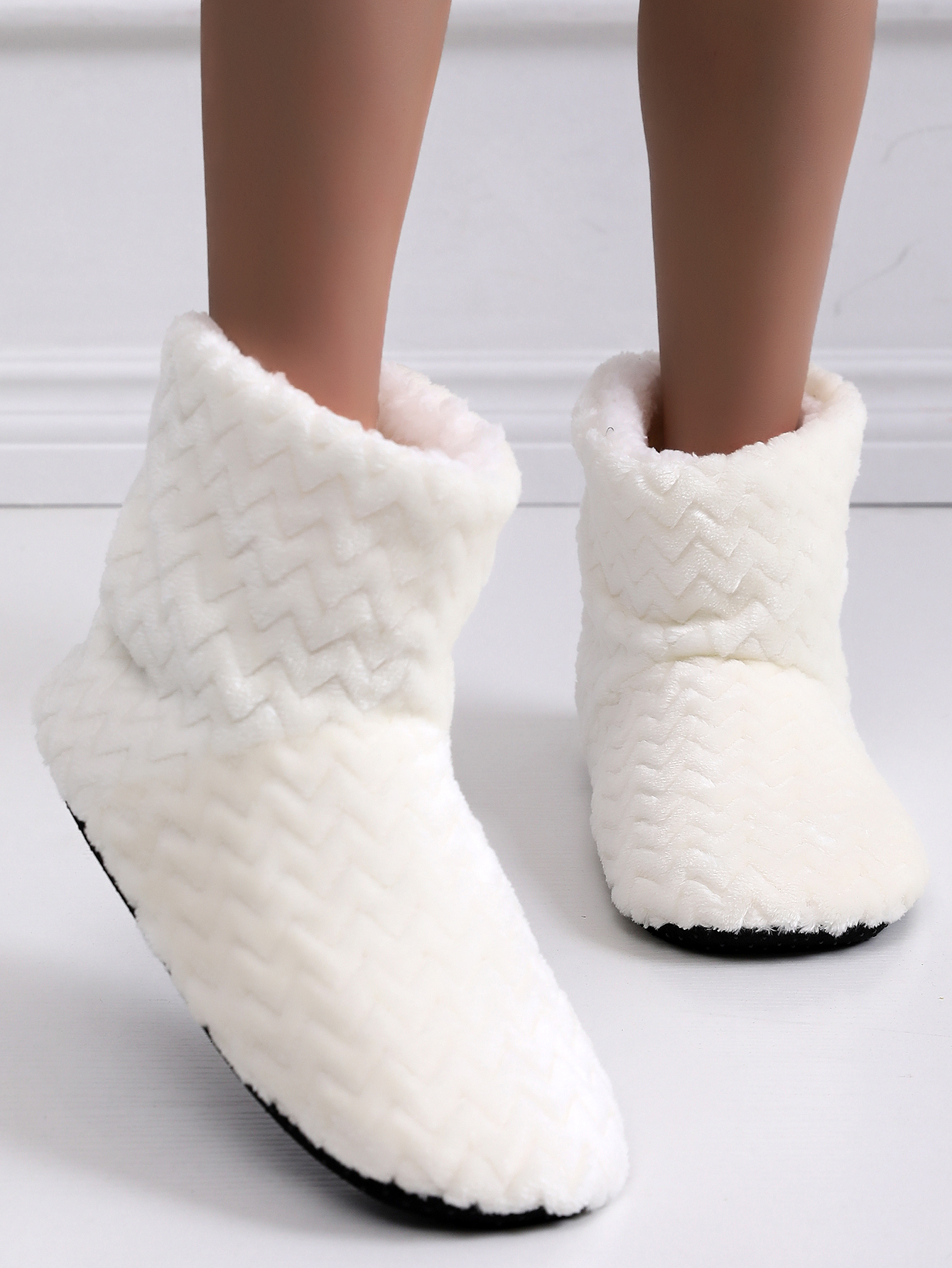 New Womens Slip On Warm Fleece Fur Lined Slipper Ankle Boots Booties Bootee 