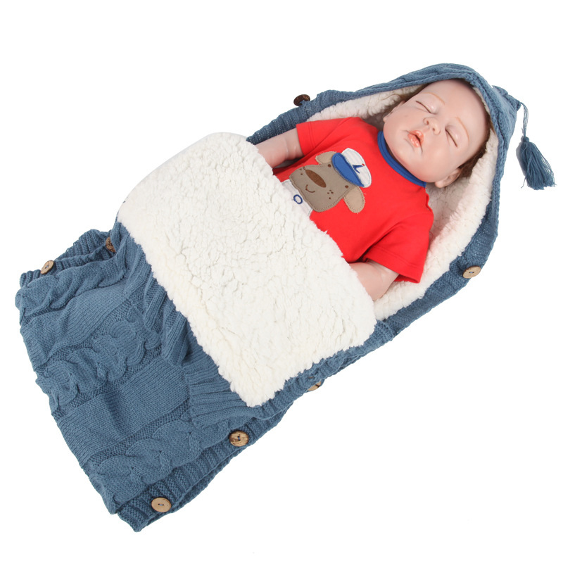 UK Baby Warmer Pushchair Stroller Sleeping Bag Hooded Swaddle Knit Wrap Blanket 