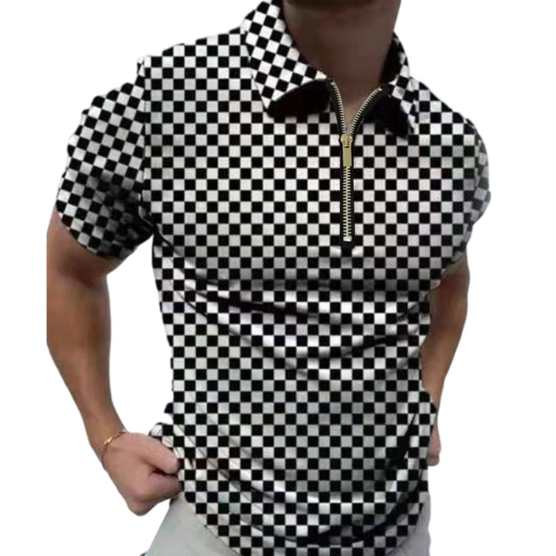 Mens Short Sleeve Polo Shirt Casual Slim Fit Sport Golf Zipper T 